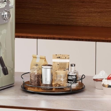 LAMU Wooden Lazy Susan Organizer Set for Kitchen & Pantry