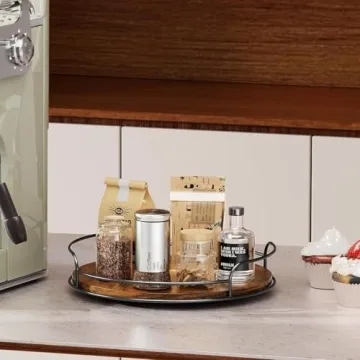 LAMU Wooden Lazy Susan Organizer Set for Kitchen & Pantry