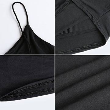 Amilia Women's Basic Solid Cami Spaghetti Double Layer Crop Tank Top (Black&White&Light Brown, S)