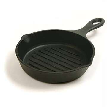 Norpro Pre-Seasoned Cast Iron Round Grill Pan – 6.75 Inch, Versatile Cooking