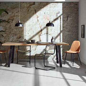 Amazon Brand – Rivet Ray Mid-Century Modern Kitchen Dining Room Chairs, Set of 2, 34.3"H, Brown Fa...