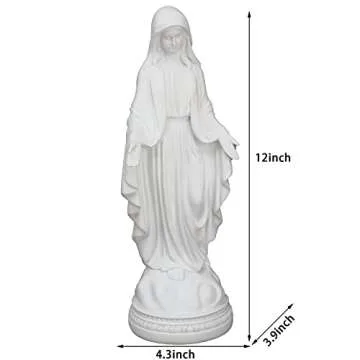 Magicsculp 12 Inch Blessed Virgin Mary Decorative Figurine，Catholic Religious Gifts 12 Inch Resin Statue Figurine (White)…