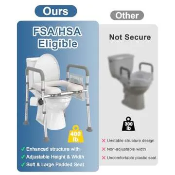 HOMLAND Adjustable Toilet Seat for Seniors with Handles