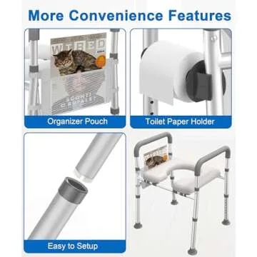 HOMLAND Adjustable Toilet Seat for Seniors with Handles