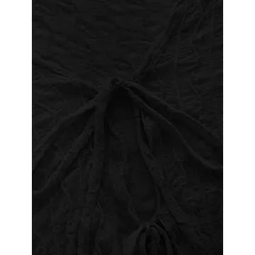 WDIRARA Women's Sheer V Neck Tie Front Long Sleeve Top