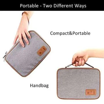 Rinvanic Cable Organizer Bag,Travel Electronic Organizers Case Waterproof Tech Organizer Bag Portable Cord Storage Pouch for Cable, Charger, Phone, USB, SD Card,with 6pcs Leather Cable Ties (Grey)