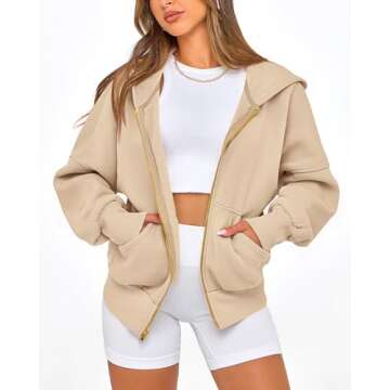 BTFBM Womens Zip Up Hoodies Long Sleeve Fashion Sweatshirt Fleece Y2K Hooded Jacket 2025 Trendy Fall Winter Clothes(Apricot, Medium)