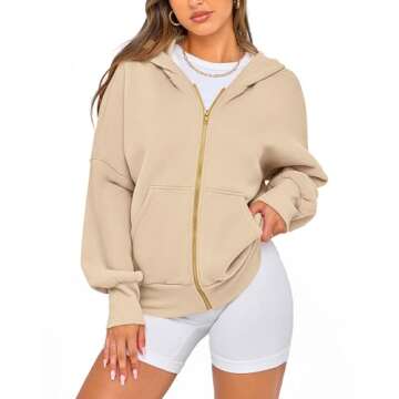 BTFBM Womens Zip Up Hoodies Long Sleeve Fashion Sweatshirt Fleece Y2K Hooded Jacket 2025 Trendy Fall Winter Clothes(Apricot, Medium)
