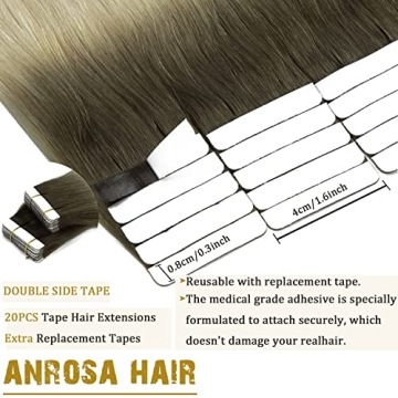 Anrosa Tape in Hair Extensions 14'' Natural Remy Human Hair