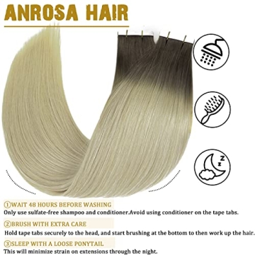 Anrosa Tape in Hair Extensions 14'' Natural Remy Human Hair