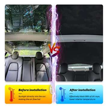 HANSSHOW Tesla Model 3 Accessories Sunshade Sunroof for Model 3 2021 2022 Tesla Glass Top Window Roof Sunshade Insulation UV Rays Protection Black