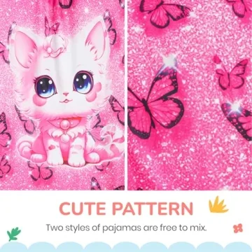 Girls Nightgowns & Doll Pajamas Pink Cat Design