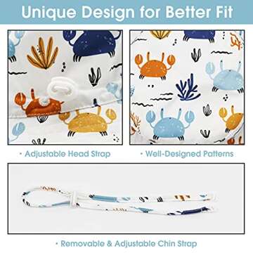 Baby Boy Sun Hat Infant Summer Hat UPF 50+ Baby Bucket Hat Baby Beach Hat with Wide Brim Caps for Baby Girls Crab 6-12 Months