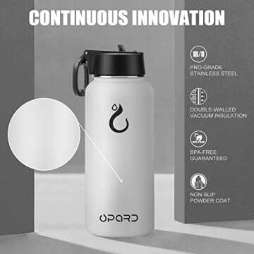 Opard 32 oz Vacuum Insulated Stainless Steel Water Bottle