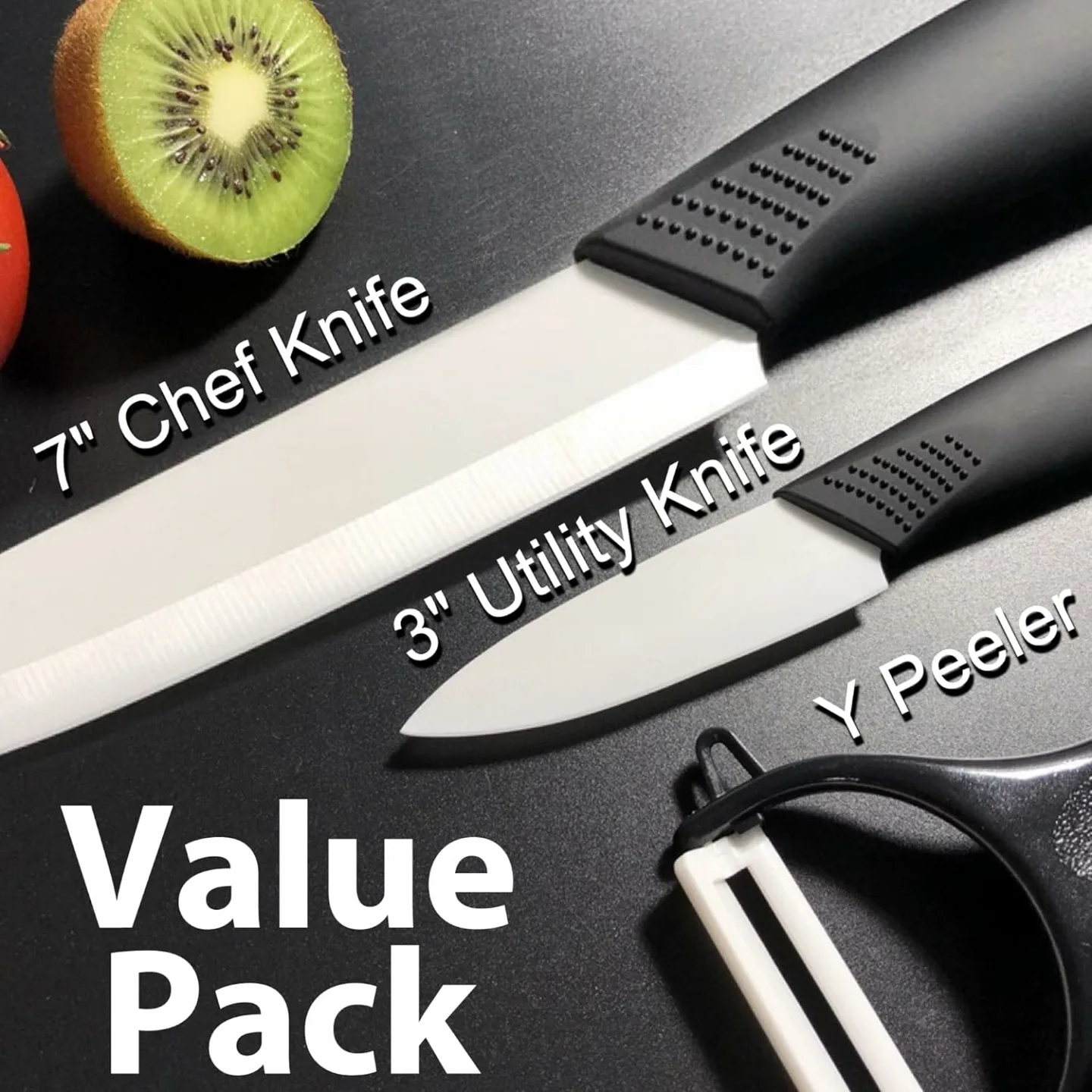Ceramic Knife and Peeler Set for Kitchen Use