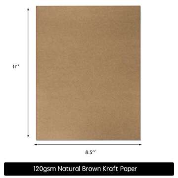 120 Pack Kraft Paper - Brown Stationery Paper- Brown Craft Paper for Arts and Craft, Drawing, D.I.Y. Projects - Letter Size Kraft Paper - Laser & Inkjet Printer Compatible - 8.5 x 11 Inches
