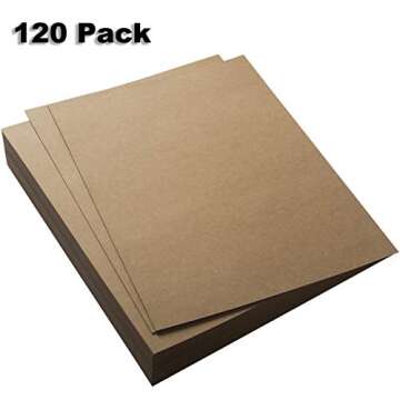 120 Pack Kraft Paper - Brown Stationery Paper- Brown Craft Paper for Arts and Craft, Drawing, D.I.Y. Projects - Letter Size Kraft Paper - Laser & Inkjet Printer Compatible - 8.5 x 11 Inches