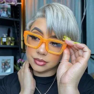 VOOGLAM Rectangle Blue Light Blocking Glasses for Women Men Anti UV Eyestrain Eyewear Cherie Orange GWA396361-04