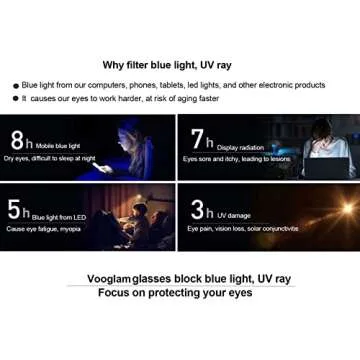 VOOGLAM Rectangle Blue Light Blocking Glasses for Women Men Anti UV Eyestrain Eyewear Cherie Orange GWA396361-04