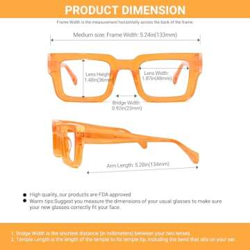 VOOGLAM Rectangle Blue Light Blocking Glasses for Women Men Anti UV Eyestrain Eyewear Cherie Orange GWA396361-04