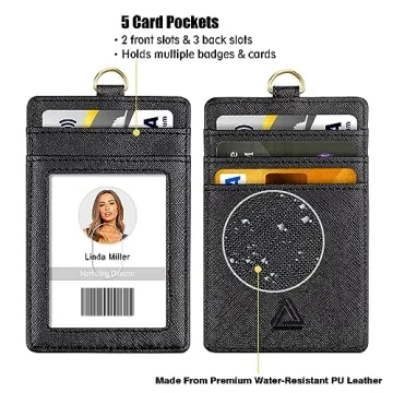 Durable ID Badge Holder with Detachable Lanyard and Slots
