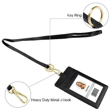 Durable ID Badge Holder with Detachable Lanyard and Slots
