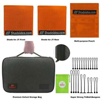 Shadeidea JT Sun Shade Top Sunshade Compatible with Jeep Gladiator Top Shade Mesh Screen Roof Cover (2018-2023)- Wind Noise UV Blocker with GrabBag Pouch -10 Year Warranty- Orange -Front+Rear (2 Pcs)