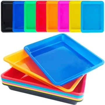 Vibrant 10 Pack Plastic Art Trays - Perfect for Kids Activities, Crafts, DIY Projects