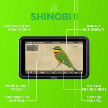 Atomos Shinobi II HDMI 4K Monitor with HDR Touchscreen, All Day Battery Life, and Lightweight Design (Black)