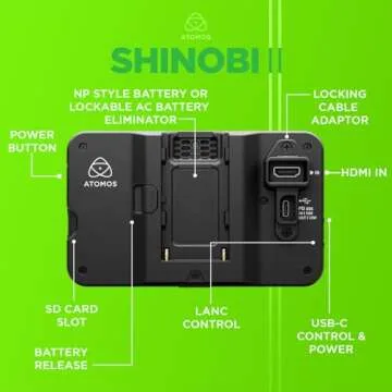 Atomos Shinobi II HDMI 4K Monitor with HDR Touchscreen, All Day Battery Life, and Lightweight Design (Black)