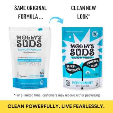 Molly's Suds Original Laundry Detergent Powder | Clean Laundry Detergent Powder for Sensitive Skin | Simple, Effective Ingredients, Stain Fighting | 70 Loads (Peppermint)