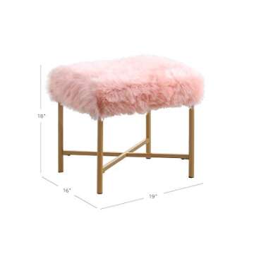 Homepop Home Decor | Upholstered Button Tufted Storage Ottoman | Hinged Lid Ottoman with Storage for Living Room & Bedroom | Decorative Home Furniture (Pink)