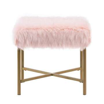 Homepop Home Decor | Upholstered Button Tufted Storage Ottoman | Hinged Lid Ottoman with Storage for Living Room & Bedroom | Decorative Home Furniture (Pink)