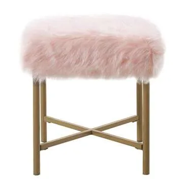 Homepop Home Decor | Upholstered Button Tufted Storage Ottoman | Hinged Lid Ottoman with Storage for Living Room & Bedroom | Decorative Home Furniture (Pink)