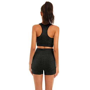 Toplook Women Seamless Yoga Workout Set 2 Piece Outfits Gym Shorts Sports Bra (Black, Small)