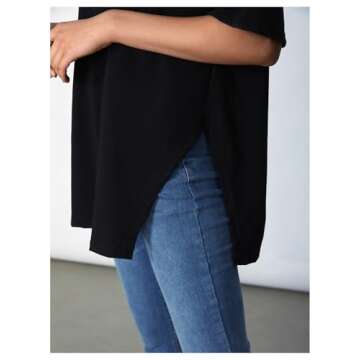 Floerns Black Casual Short Sleeve T-Shirt for Women