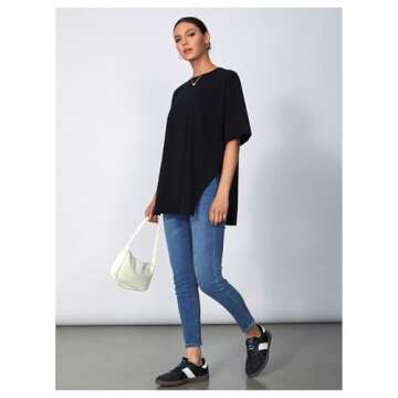 Floerns Black Casual Short Sleeve T-Shirt for Women