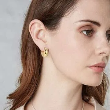 WOWORAMA Chunky Gold Hoop Earrings for Women