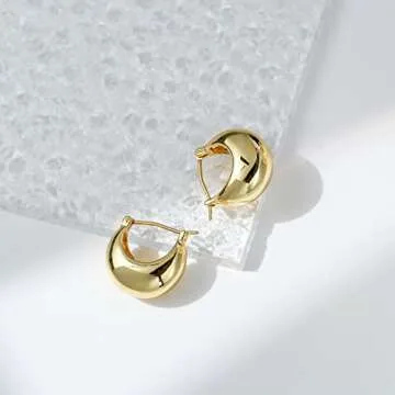 WOWORAMA Chunky Gold Hoop Earrings for Women