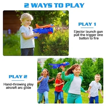 LJZJ Airplane Launcher Toys - Fun Foam Gliders for Kids