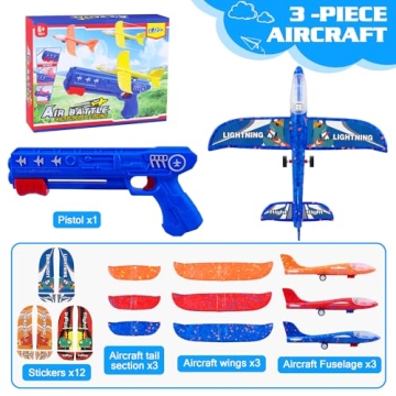 LJZJ Airplane Launcher Toys - Fun Foam Gliders for Kids