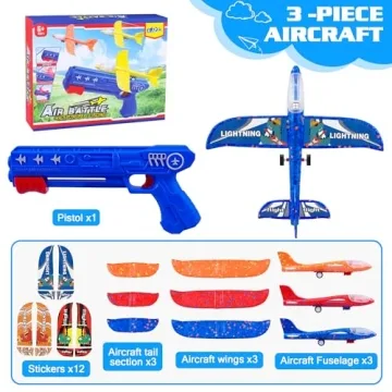 LJZJ Airplane Launcher Toys - Fun Foam Gliders for Kids
