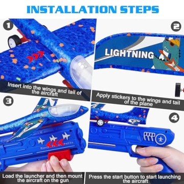 LJZJ Airplane Launcher Toys - Fun Foam Gliders for Kids