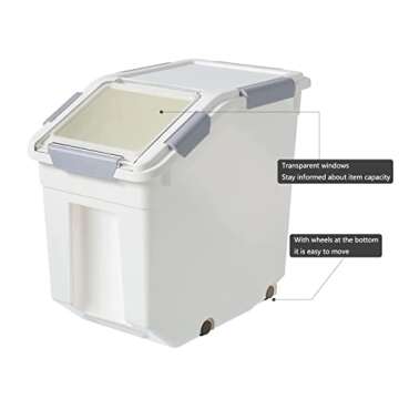 CITY BABY 2 Pack Airtight Flour Storage Container With Scoop,Dry Food, Sugar, Baking Supplies,Rice Container Set -BPA Free- Pet Food Storage Container,Dog Cat Birds Food Bin(50LB)