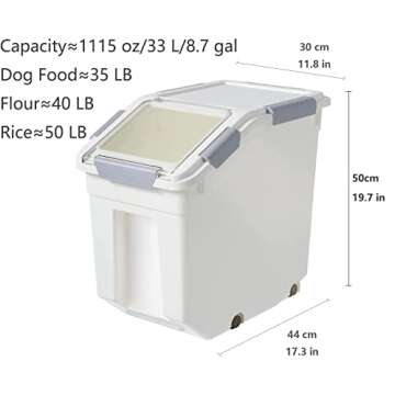 CITY BABY 2 Pack Airtight Flour Storage Container With Scoop,Dry Food, Sugar, Baking Supplies,Rice Container Set -BPA Free- Pet Food Storage Container,Dog Cat Birds Food Bin(50LB)