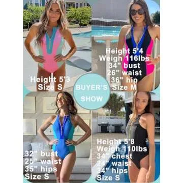 BIKINX Women One Piece Bathing Suit Tummy Control Swimsuits High Neck Zip Front Monokini Color Block Rash Guard Swimwear