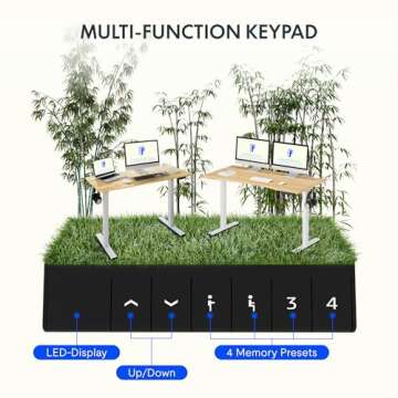 FLEXISPOT EN1 Bamboo Standing Desk, 55 x 28 Inches Whole-Piece Electric Adjustable Height Desk Sit Stand Desk, Home Office Table Stand up Desk (White Frame + Bamboo Top, 2 Packages)