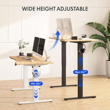 FLEXISPOT EN1 Bamboo Standing Desk, 55 x 28 Inches Whole-Piece Electric Adjustable Height Desk Sit Stand Desk, Home Office Table Stand up Desk (White Frame + Bamboo Top, 2 Packages)