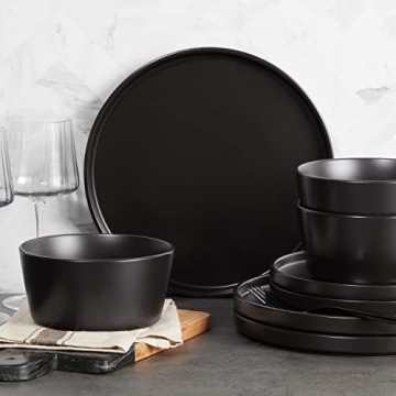 Stone Lain Black Matte Dinnerware Set for 4