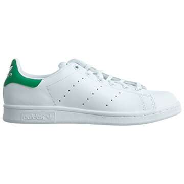 adidas Originals Stan Smith Sneaker, White/White/Green, 4.5 US Unisex Big Kid